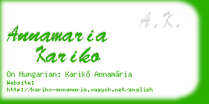 annamaria kariko business card