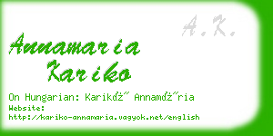 annamaria kariko business card